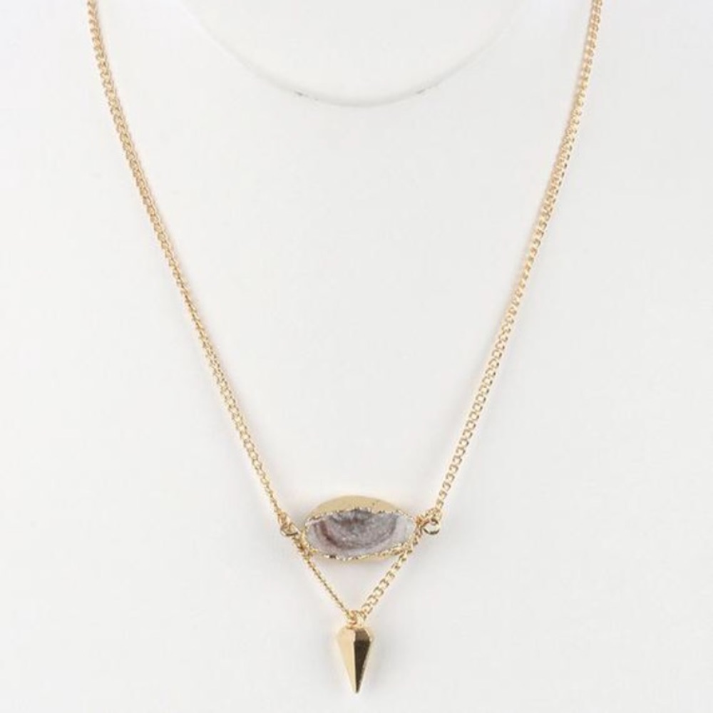 ๐ Violet Stone Spike Pendant Necklace - Picture 1 of 3